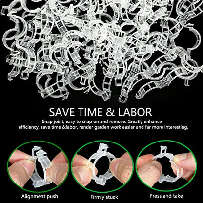 Piteno® 300Pcs Tomato Clips, Plastic Trellis Clips, Plant Support Clips, Grape Vine Tomato Vine Vegetables Plants Garden Support Clips to Grow Upright Makes Plants Healthier - color: Translucent