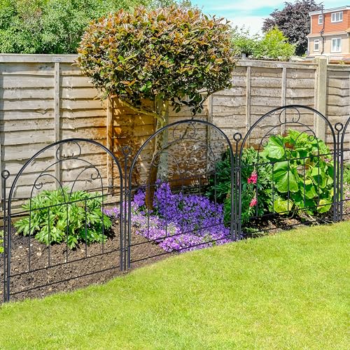 Decorative Garden Fence 17in(H) x 10ft(L), Rustproof Metal Animal Barrier - size: 21" High,11ft