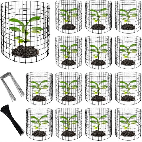 Adnee 15 Packs Wire Plant Protector from Animals, 12 x 12 Inches Metal Mesh Plant Cage Covers, Sturdy Garden Bunny Barricades Chicken Wire Cloche for Plants Shrubs Vegetables Flowers - color: 15 Pack 12x12 Inch