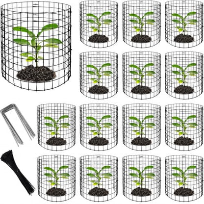 Adnee 15 Packs Wire Plant Protector from Animals, 12 x 12 Inches Metal Mesh Plant Cage Covers, Sturdy Garden Bunny Barricades Chicken Wire Cloche for Plants Shrubs Vegetables Flowers - color: 15 Pack 12x12 Inch