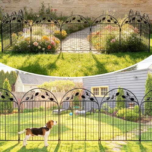 Decorative Garden Fence, 32in H x 12ft L Arched Metal Animal Barrier Fence, Rustproof Dog Fence Outdoor, 10 Panels Sturdy No Dig Garden Border Fence for Flower Beds, Landscaping and Yard - size: 10 Panels-32in(H)x22.5ft(L)-Dome