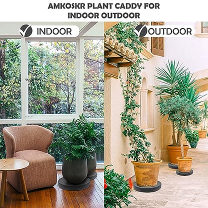 15.7 inch Plant Caddy with Wheels Heavy Duty, Movable Round Rolling Plant Stand Plant Dolly with Invisible Wheels and Water Drawer - color: Gray, size: 15.7inch - 2pcs