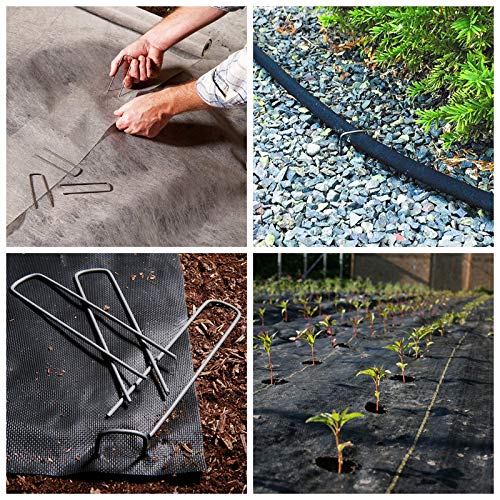 Mininfa 8 Inch Heavy Duty 8 Gauge 125 Pack Galvanized Garden Stakes, Rust Resistant Landscape Staples, Lawn pins Fabric Staples for Anchoring Landscaping, Weed Barrier Fabric, Ground Cover - size: 8 inch 125 Pack