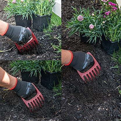 UpBloom - Garden Hand Cultivator Includes 2 Pairs of Spandex Gardening Gloves - ergonomically Designed to Hand rake, dig, Weed, Plant, Aerate and Cultivate Vegetable and Flower beds (Medium) - size: Medium