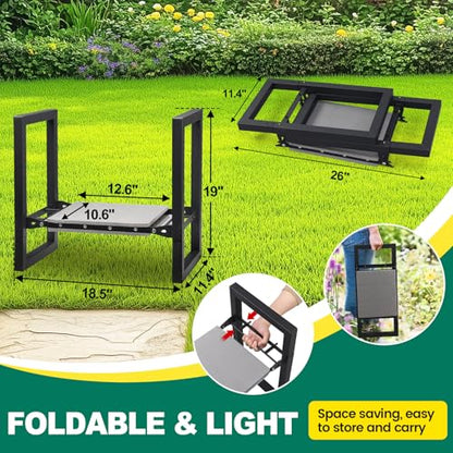 Garden Kneeler and Seat - Heavy Duty Folding Garden Stool with Handles, Stable Kneeling Device Bench Chair Gardening Tools Gifts for Women Men Seniors Gardeners Outdoor Weeding Planting - size: 12.6"