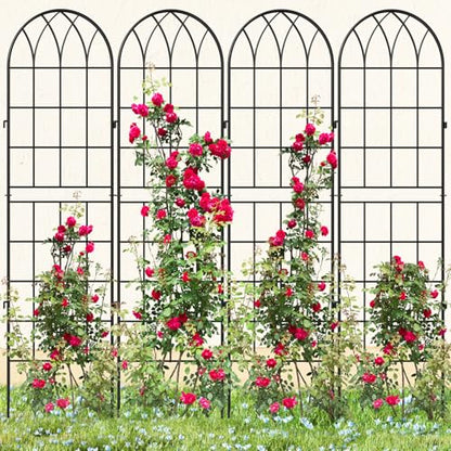DoCred 4 Pack Garden Trellis for Climbing Plants, 71 Inch Metal Trellis - color: Black, size: 71''H x 20''W/4 Pack