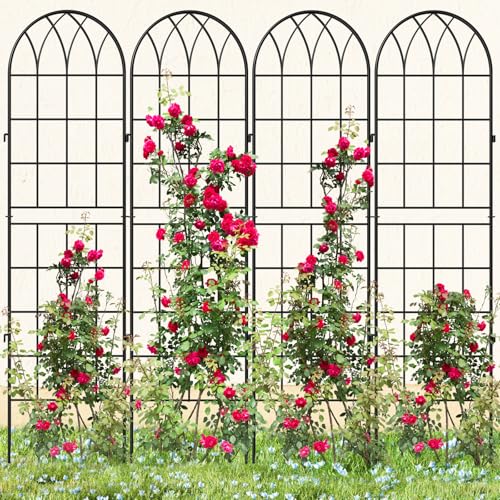 DoCred 4 Pack Garden Trellis for Climbing Plants, 71 Inch Metal Trellis - color: Black, size: 71''H x 20''W/4 Pack