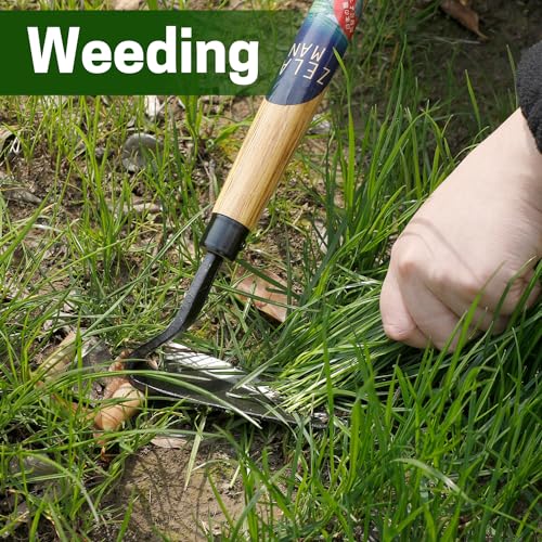 Japanese-Style Weeding Sickle/Hand Hoe, Sickle Garden Hand Weeder Tool with All Steel Blade for Cutting Grass, Digging, Soil loosening - color: W-Sickle