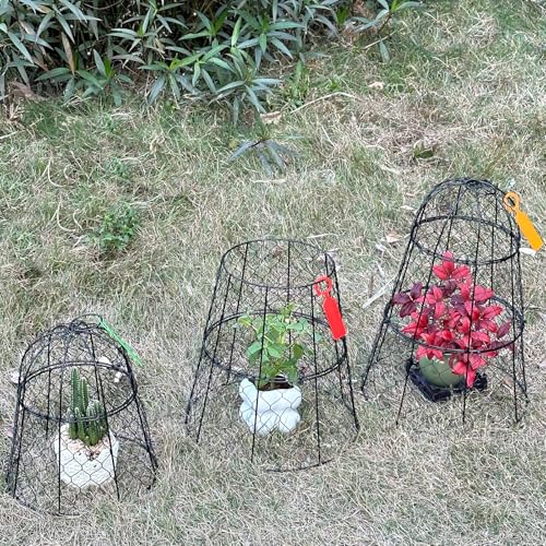 XMxoTxo 6 Packs 11.4" D x 17.7" H Garden Cloches for Plants,Upgraded Triple Combination,Rustproof Chicken Wire Cloches Flip-Top Design,Plant Protectors from Animals,Ideal for Outdoor Plant Protection