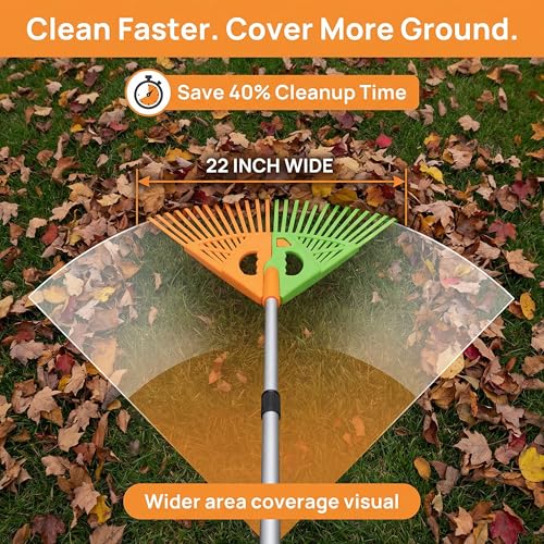 Extendable Long-Handle Leaf Grabber Rake Broom for Leaves Grass and Yard Debris Perfect for Garden Cleanup Outdoor Maintenance