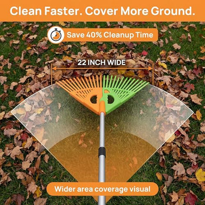 Extendable Long-Handle Leaf Grabber Rake Broom for Leaves Grass and Yard Debris Perfect for Garden Cleanup Outdoor Maintenance