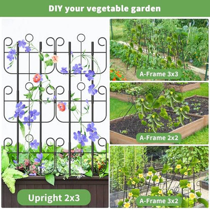 Cucumber Trellis for Raised Bed, Metal Rustproof A-Frame Garden Trellis, Outdoor Heavy Duty Climbing Plants Support for Cucumber, Vegetables, Vine, Expandable Height & Width - size: 20 Pack-17in(H)x12.6in(L)