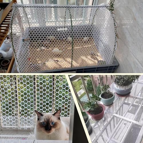 Plastic Wire Mesh Fence 16in x 10Ft Plastic Chicken Wire Mesh for Poultry, Dogs, Rabbit, Snake Barrier & Gardening Versatile Plastic Fencing (16in x 10Ft, White) - color: White, size: 16in x 10Ft