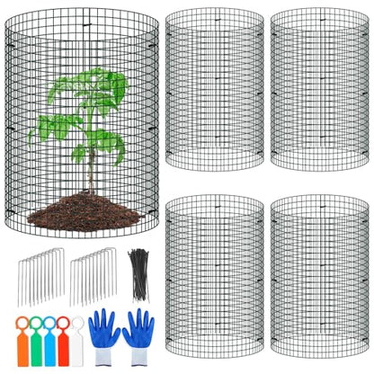 5 Pack Wire Plant Protector, 16"x12" Detachable Metal Plant Protectors Mesh, Garden Plant Protectors for Shrubs Flowers Vegetables to Keep Rabbit & Chicken Animals Out