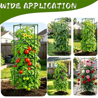 3 Pack Square Tomato Cages for Garden, 42 Inch Tall Heavy Duty Metal Tomato Plant Support Trellis, Adjustable Large Tomato Stakes for Outdoor Pots Climbing Plants, Vegetables, Cucumber - size: 42Inch