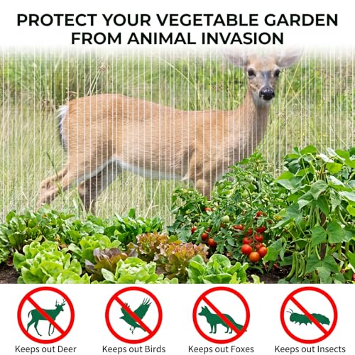 SATINIOR 16.3x10 ft Garden Hail Netting Heavy Duty for Raised Beds, White