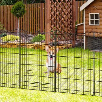 INJOPEXI Decorative Garden Fence 12 Panels 26ft(L)×36in(H) Metal Garden Fences with 11 Panels + 1 Gate, Animal Barrier Rabbit Fence Rustproof Wire Temporary Dog Fencing Outdoor for Backyard Lawn - size: 12 Panels 26ft(L)-36"(H) - With Gate