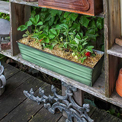 Achla Designs Galvanized Window Flower Box Planter-Green-Small (22" L x 6" W x 5" H) - color: Green, size: Small