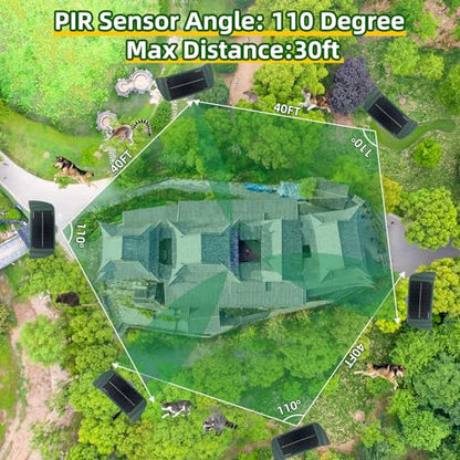 Cat Repellent Outdoor 4 Pack Solar Ultrasonic Animal Repeller for Deer