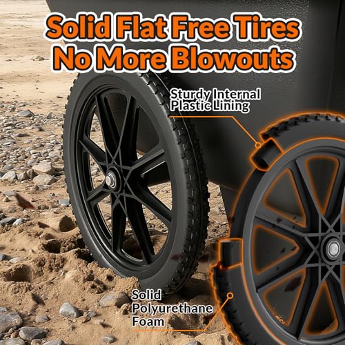 RONPOW 20" Flat Free Wheels Compatible with rubbermaid Wheelbarrows Tires - color: Black