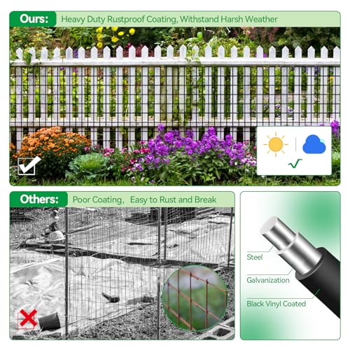 Welded Wire Fence, 50ft(L) x 4ft(H) PVC Anti-Rust Coated Wire Mesh, 2 Inch x 3 Inch 16GA Garden Edging Border, Roll Metal Animal Barrier for Yard Vegetable Plant Protection Poultry Netting - size: 50ft(L) x 48inch(H)