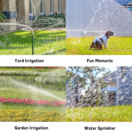 LIULO TOOL 2 Pack 3-Arm Garden Sprinkler, High-Rise Lawn Sprinkler with Adjustable Telescoping Rod and Spike Base, 360 Degree Rotation Irrigation Tool for Large Area Yard Lawn Garden