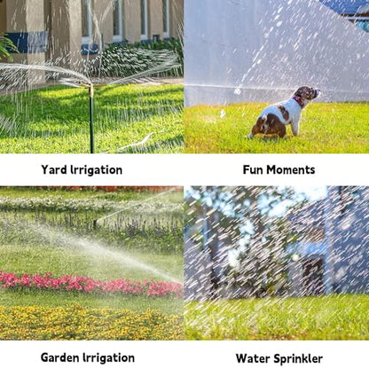 LIULO TOOL 2 Pack 3-Arm Garden Sprinkler, High-Rise Lawn Sprinkler with Adjustable Telescoping Rod and Spike Base, 360 Degree Rotation Irrigation Tool for Large Area Yard Lawn Garden