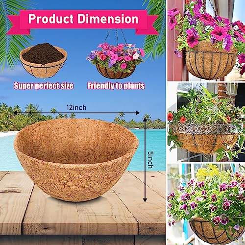 Riare 6 Pack 12 Inch Coco Liners for Planters, Round Hanging Baskets Liners - size: 12inch