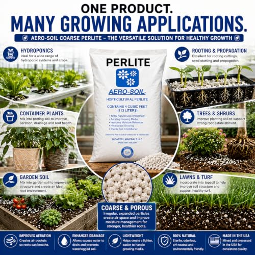 AeroSoil Perlite Premium Horticultural Grade Soil Additive Drainage and Growth - Coarse 4 Cubic Foot 3 Pack - color: 3 PACK