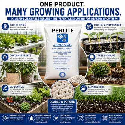 AeroSoil Perlite Premium Horticultural Grade Soil Additive Drainage and Growth - Coarse 4 Cubic Foot 4 Pack - color: 4 PACK