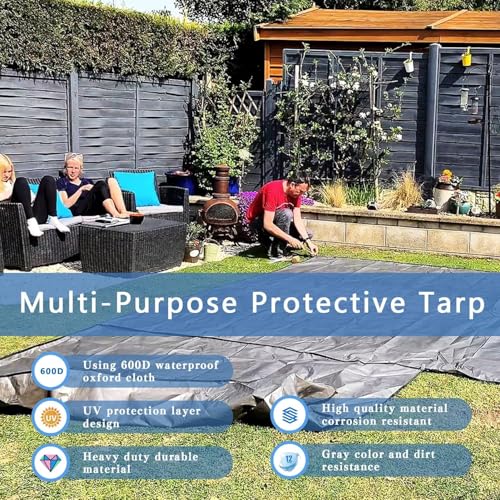 3x3ft Black Tarp Heavy Duty Waterproof, Oxford Fabric Cover 20mil - size: 3x3ft
