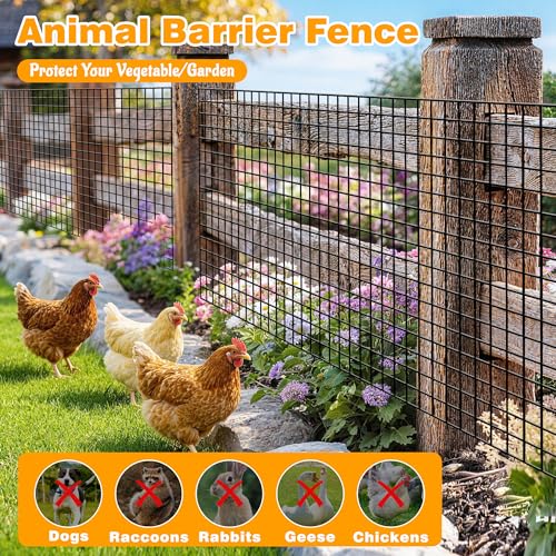 Black PVC Coated Welded Wire Fencing, 24in High x 100ft Long, 2 inch x 2 inch 16GA 2/3/4/5/6 Ft Tall Welded Wire Fence Rolls, Black Metal Garden Fence Wire Roll Garden Fencing for Yard - color: Black, size: 2"x2" 16GA 24" x 100'