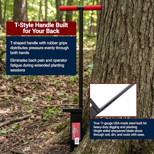 Bully Tools 11-Gauge Dibble Bar Tree Planting Tool, Rubber Grip T-Handle