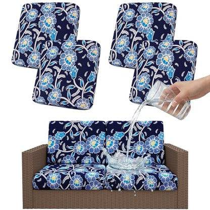 Smiry Waterproof Patio Cushion Covers, Stretch Outdoor Furniture Covers - color: Midnight Blue, size: 4PCS