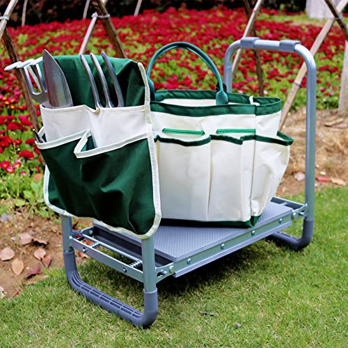 BDL Garden Cart Outdoor Rolling Garden Workseat with Wheels, Heavy Duty Garden Tool Cart with Extendable Handle and Storage for Seniors Yard Gardening Work - size: Upgrade Kneeler