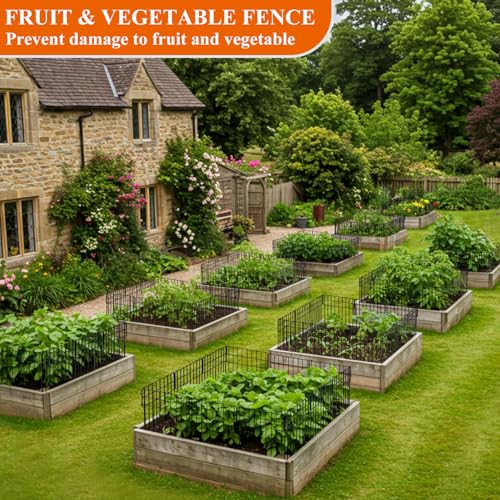 Garden Fence 19.5 FT x 17" H, Decorative Metal Border for Flower Beds - size: 19 Square Panels-19.5ft(L)x12.32"(W)