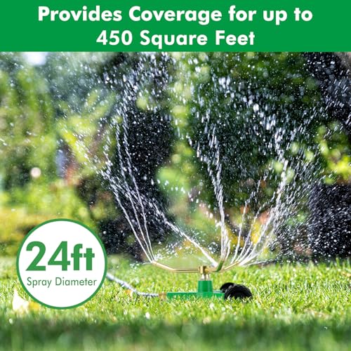 [2 Pack] RESTMO 3-Arm Metal Sprinkler with Wheel Base