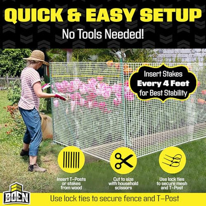 Plastic Garden Fence 4'x50' White, Mesh Roll for Dog Deer Rabbit Barrier - color: White, size: 4' x 50'