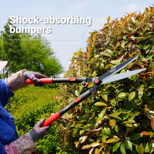 AGRICUT Telescopic Hedge Shears – Heavy Duty Garden Shears with Patented Wavy Blade, High Carbon Steel, Extendable Aluminium Handles 700-930mm – For Precision Trimming of Tall Hedges - style: Wavy Blade (Telescopic)