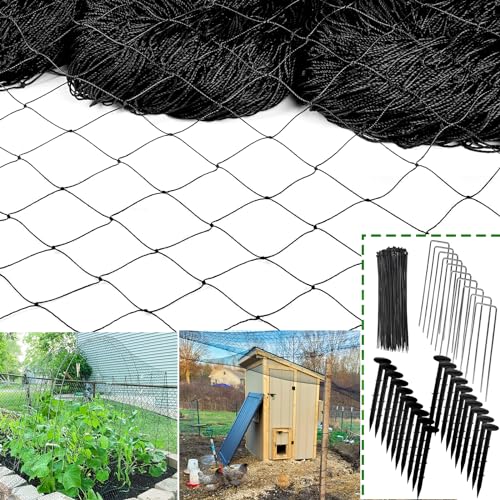 Anti-Bird Nets for Garden Chicken Coops - Garden Netting Over Garden Hoops - size: 1", 25' x 50'