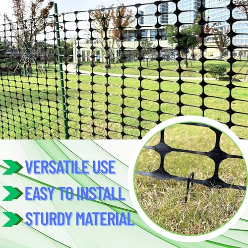 PotatoLife Black Plastic Garden Fence, Extra Strength, 4'x100' - color: Black, size: 4' x 100'