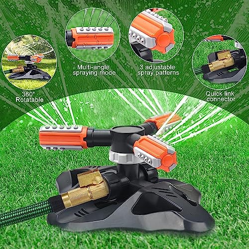 Garden Sprinkler,Upgrade Lawn Sprinklers Automatic 360 Degree Rotating Irrigation Grass Water Sprayer System,Garden Hose Sprinkler for Yard/Built in 36 Units Angle Spray Nozzles(Orange)-1Pack - color: Orange