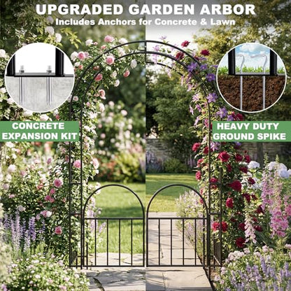7ft Garden Arbor with Gate, Garden Arch Trellis for Climbing Plants