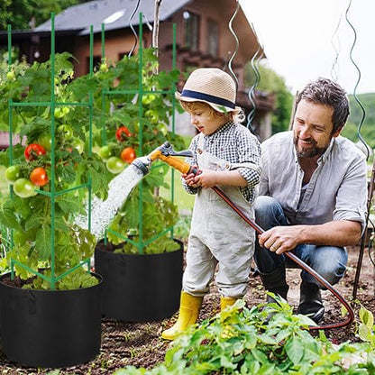 4 Packs 47 x 12 Inch Garden Tomato Cages with Grow Bags- Triangle Plant Support Trellis Assembled with Planter Bags- Garden Cucumber Vegetables Frames for Vertical Climbing Plants - style: Triangle-4 Set