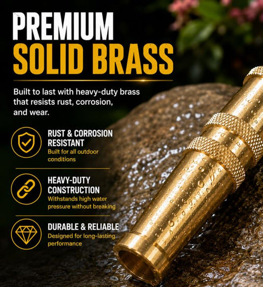 Morvat Solid Brass Metal Twist Garden Hose Nozzle, Heavy Duty Adjustable Pressure Spray Attachment, High Power Water Jet Sprayer with 4 Holes & ¾” Standard Threading, Includes 2 Extra Rubber Washers - size: Nozzle Pro - 1 Pack
