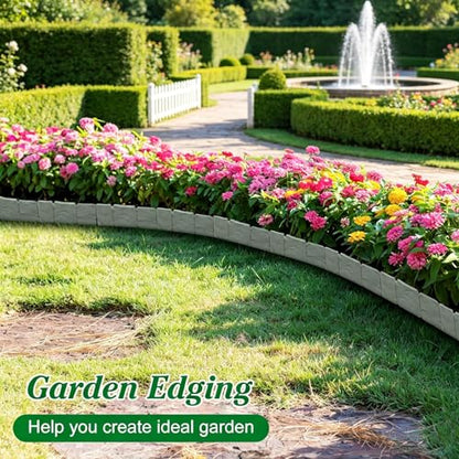 20Pcs Plastic Fence Panels, Black Stone-Look Garden Fencing - color: Black