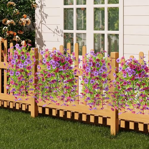 INQCMY 2 Pcs Artificial Fake Hanging Flowers for Outdoors UV Resistant - color: Purple Red