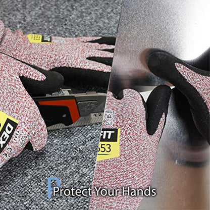 DEX FIT Level 5 Cut Resistant Gloves Cru553, 3D-Comfort Fit, Firm Grip, Thin & Lightweight, Touch-Screen Compatible, Durable, Breathable & Cool, Machine Washable; Red M (8) 1 Pair - color: Red, size: Medium