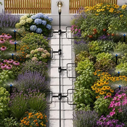 50 FT 1/2 Inch Drip Irrigation Tubing Kit:Premium Garden and Landscape Watering System-Drip Irrigation Hose with 2 Quick Connector 4-Way Connector,2 Quick Connector 6-Way Connector and Tube Cap - size: 50 FT
