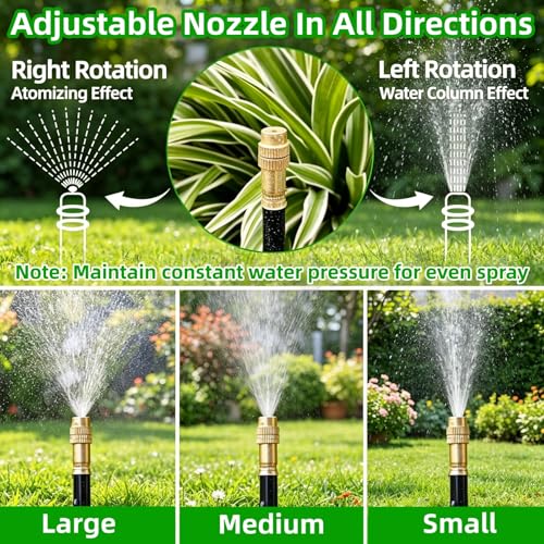 360° Adjustable Drip Irrigation System - 66FT Compatible 1/4" Irrigation System, Garden Watering Atomizing System with 20pcs Nozzles, Greenhouse Accessories for Yard, Lawn, Plants, Garden (66Ft) - size: 66Ft
